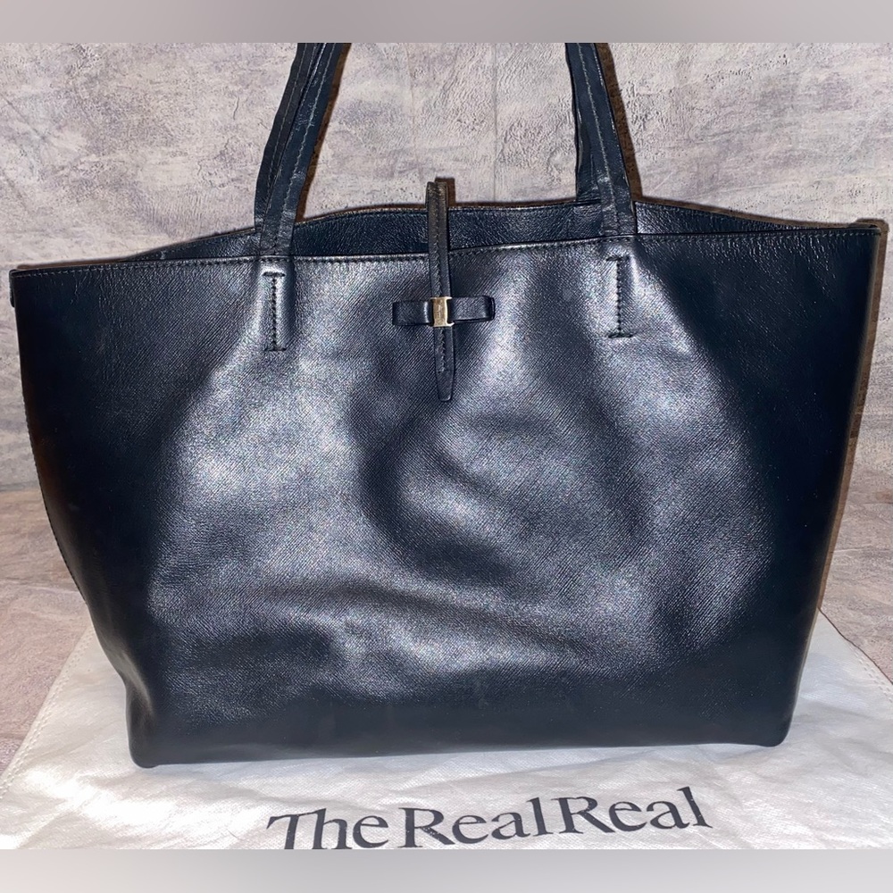 Salvatore Ferragamo Black Leather Tote Bag